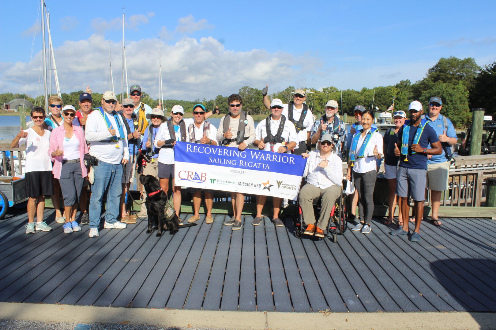 Group photo of Recovering Warrior Sailing Regatta. 